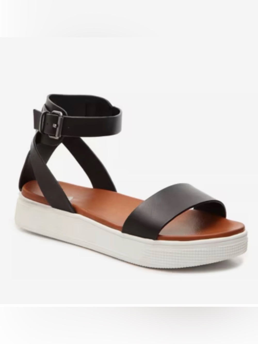 Maurices Hadly Black Platform Sandals Buckle Ankle Strap Faux Leather 8 Women’s